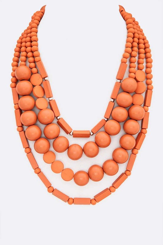Wooden Beads Layer Statement Necklace - Tigbul's Variety Fashion Shop