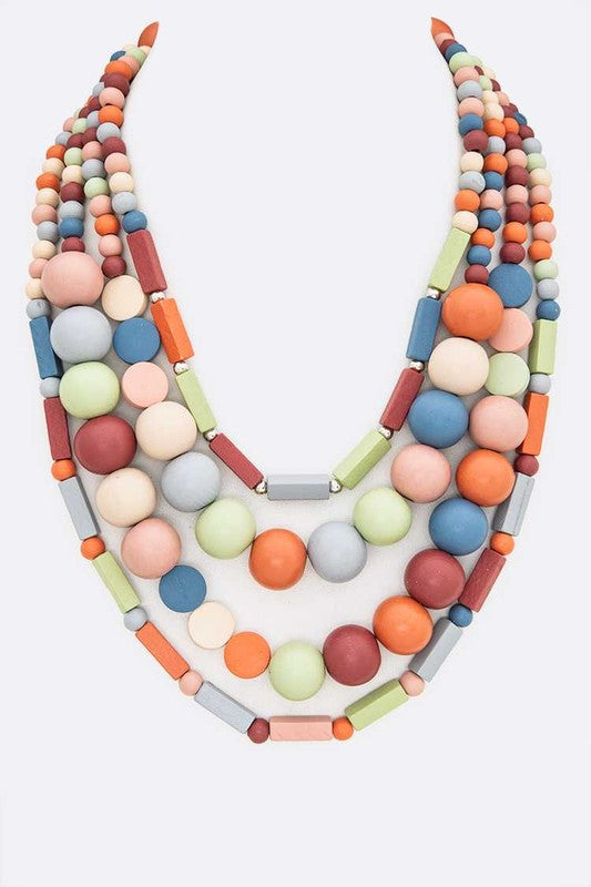 Wooden Beads Layer Statement Necklace - Tigbul's Variety Fashion Shop