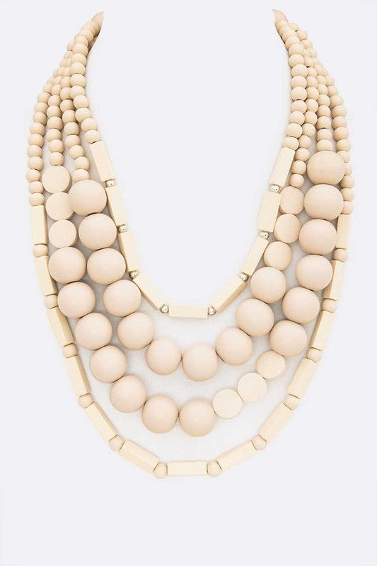 Wooden Beads Layer Statement Necklace - Tigbul's Variety Fashion Shop