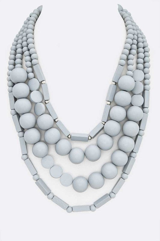 Wooden Beads Layer Statement Necklace - Tigbul's Variety Fashion Shop