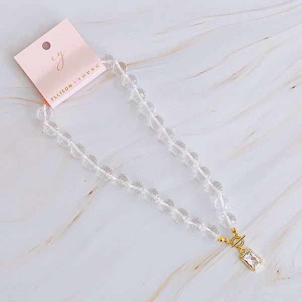 Clear Crystal Ball Chain Necklace - Tigbul's Variety Fashion Shop