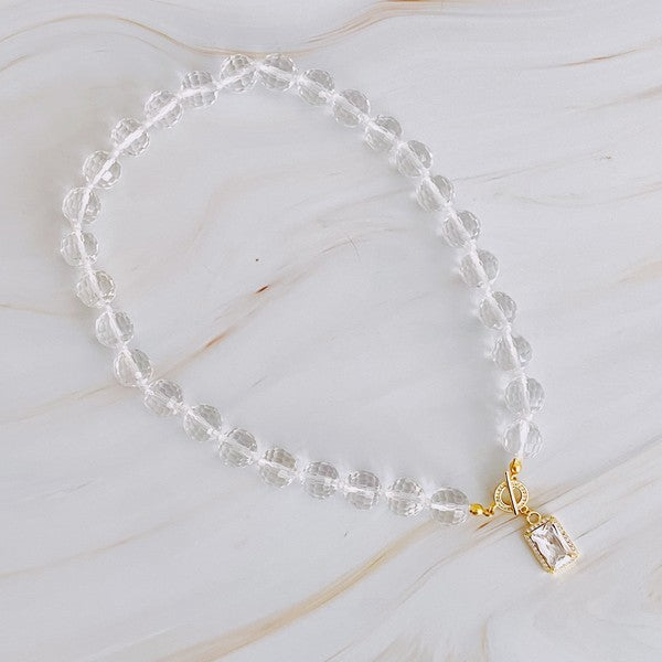 Clear Crystal Ball Chain Necklace - Tigbul's Variety Fashion Shop