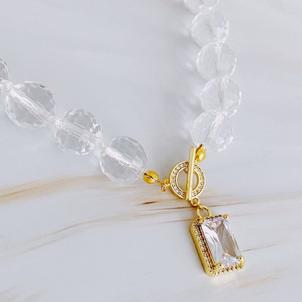 Clear Crystal Ball Chain Necklace - Tigbul's Variety Fashion Shop