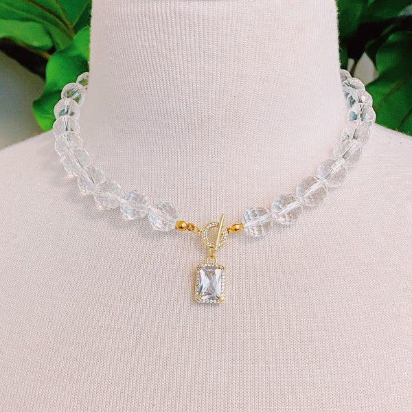 Clear Crystal Ball Chain Necklace - Tigbul's Variety Fashion Shop