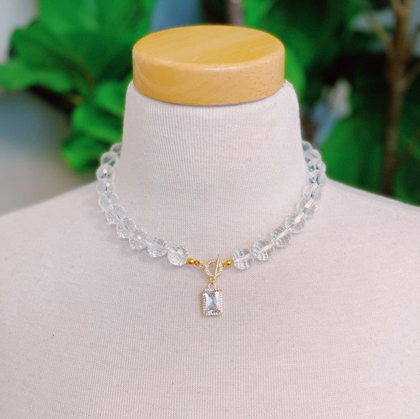 Clear Crystal Ball Chain Necklace - Tigbul's Variety Fashion Shop