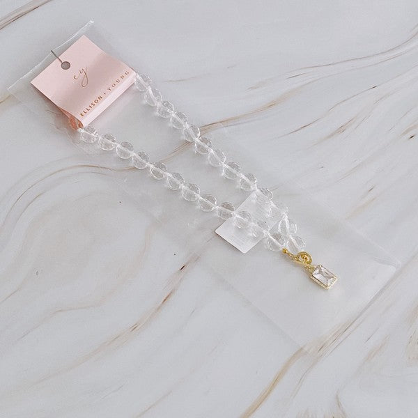 Clear Crystal Ball Chain Necklace - Tigbul's Variety Fashion Shop