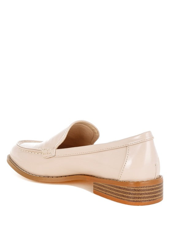 Corleone Pleather Stacked Heel Loafers - Tigbul's Variety Fashion Shop