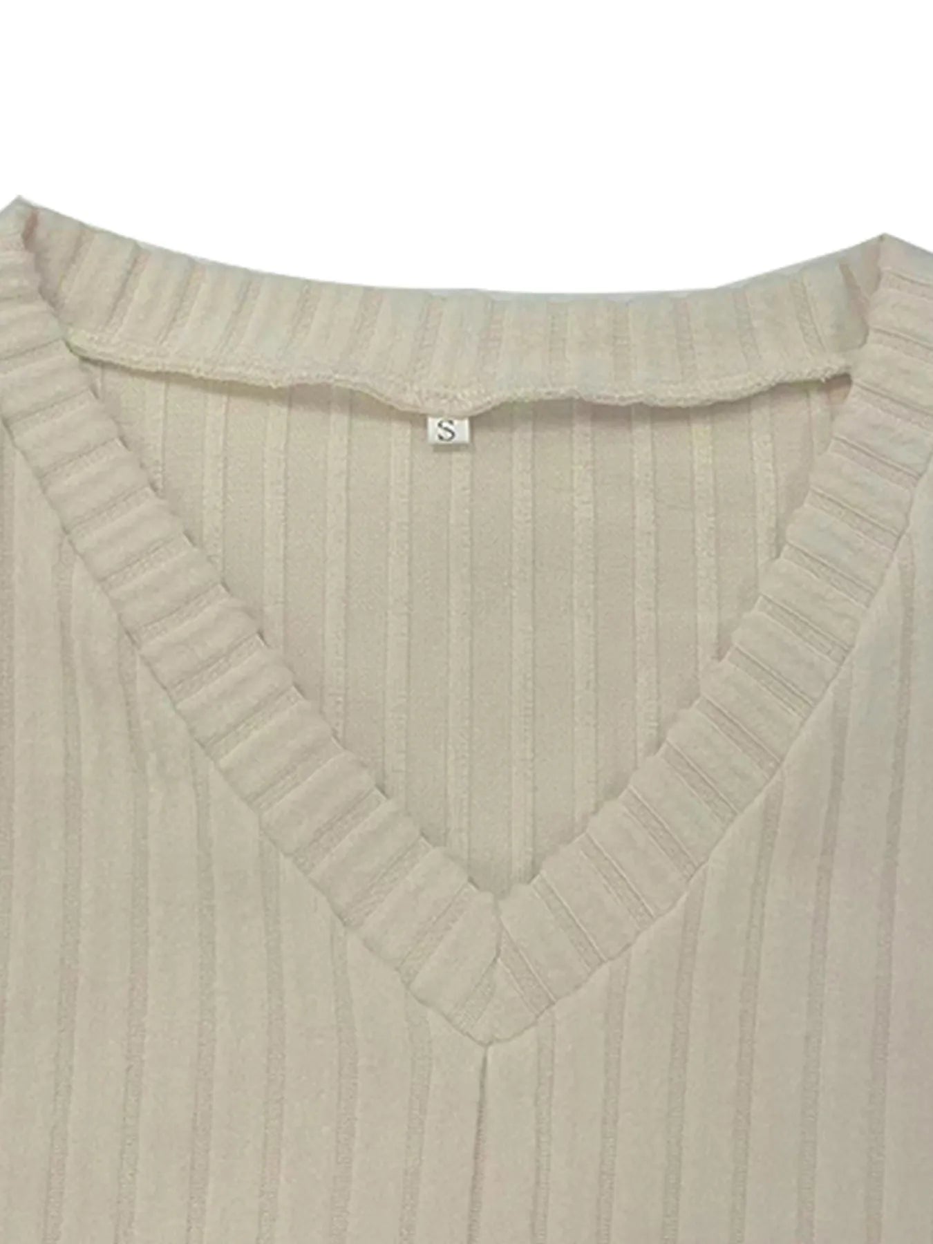 Ribbed Knit V-Neck Top and Pants Lounge Set - Tigbul's Variety Fashion Shop