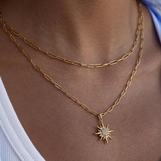 18K Gold-Plated Double Layered Pendant Necklace - Tigbuls
