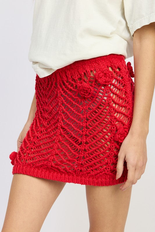 CROCHET MINI SKIRT WTIH ROSETTE DETAIL - Tigbul's Variety Fashion Shop