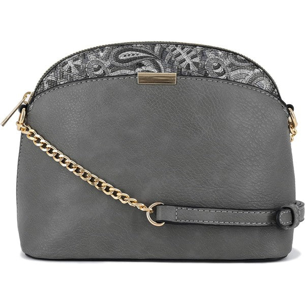 Paisley Accent Small Dome Crossbody Bag - Tigbul's Variety Fashion Shop