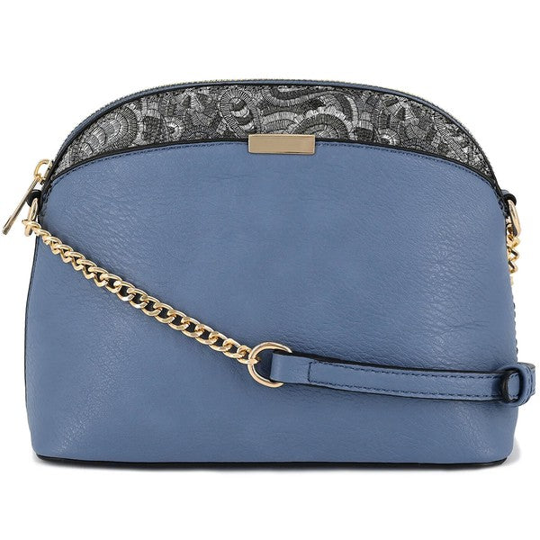 Paisley Accent Small Dome Crossbody Bag - Tigbul's Variety Fashion Shop