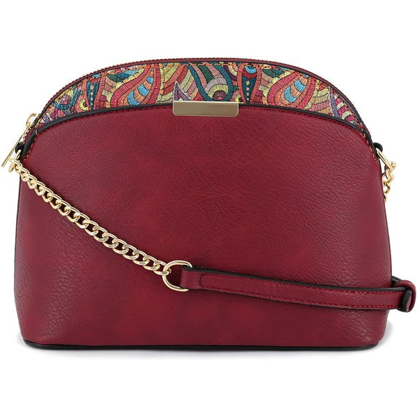Paisley Accent Small Dome Crossbody Bag - Tigbul's Variety Fashion Shop