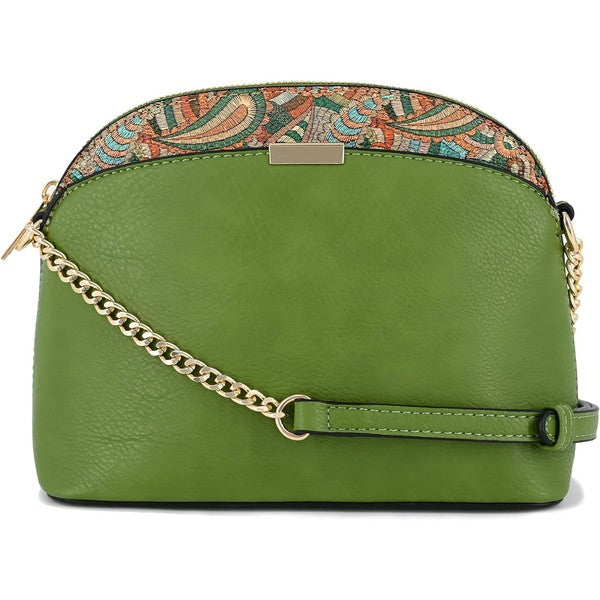Paisley Accent Small Dome Crossbody Bag - Tigbul's Variety Fashion Shop