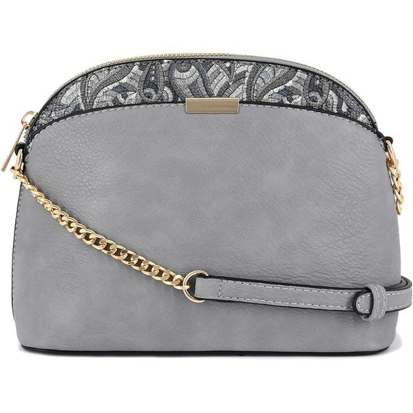 Paisley Accent Small Dome Crossbody Bag - Tigbul's Variety Fashion Shop