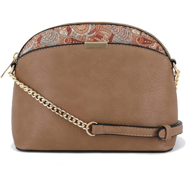 Paisley Accent Small Dome Crossbody Bag - Tigbul's Variety Fashion Shop
