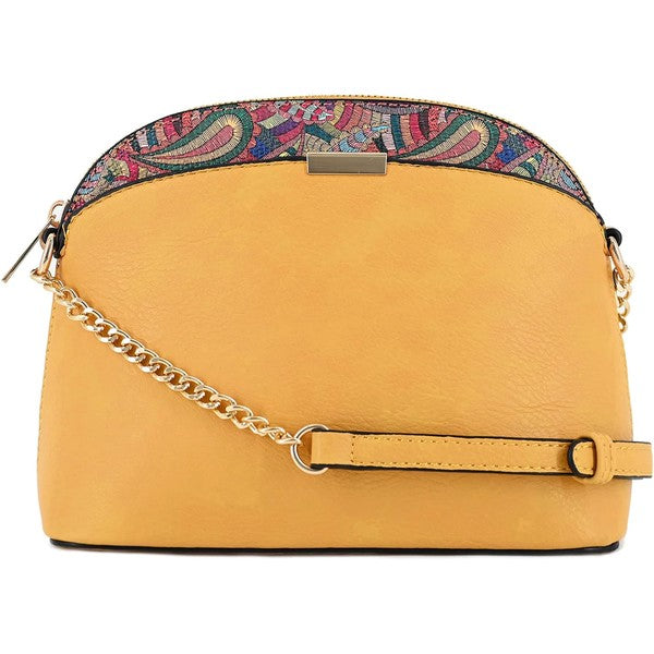 Paisley Accent Small Dome Crossbody Bag - Tigbul's Variety Fashion Shop