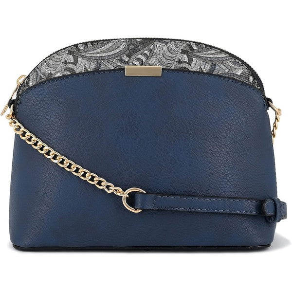 Paisley Accent Small Dome Crossbody Bag - Tigbul's Variety Fashion Shop