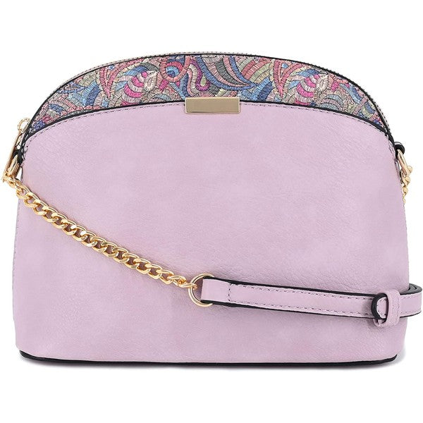 Paisley Accent Small Dome Crossbody Bag - Tigbul's Variety Fashion Shop