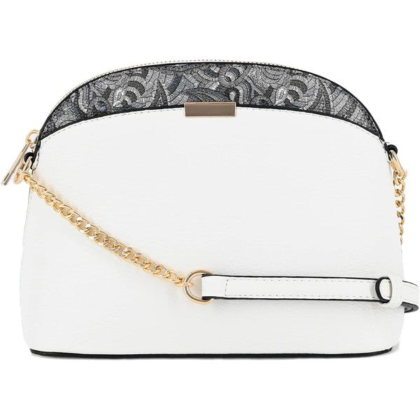 Paisley Accent Small Dome Crossbody Bag - Tigbul's Variety Fashion Shop