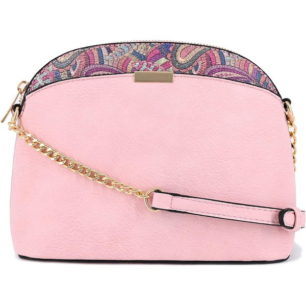 Paisley Accent Small Dome Crossbody Bag - Tigbul's Variety Fashion Shop