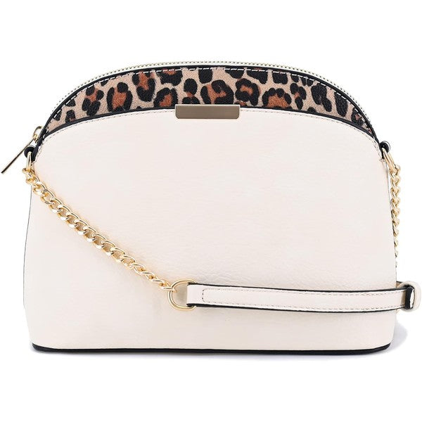 Leopard Accent Small Dome Crossbody Bag - Tigbul's Variety Fashion Shop