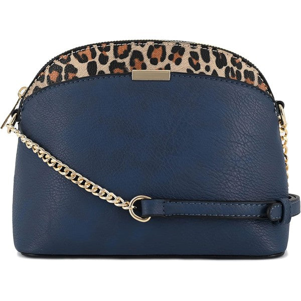 Leopard Accent Small Dome Crossbody Bag - Tigbul's Variety Fashion Shop