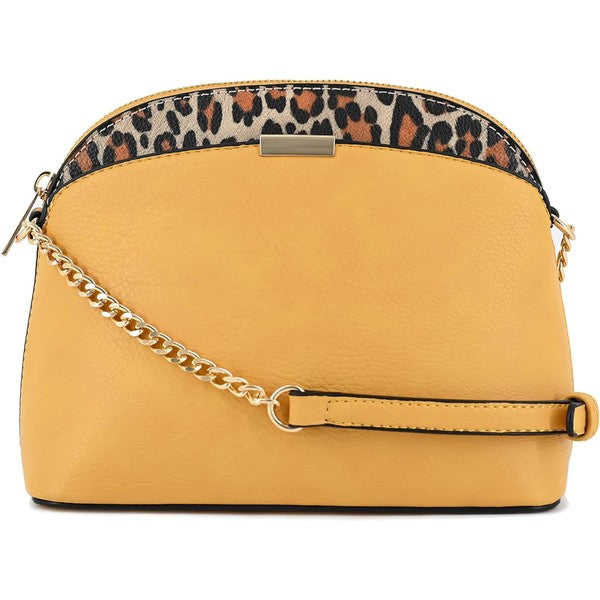 Leopard Accent Small Dome Crossbody Bag - Tigbul's Variety Fashion Shop