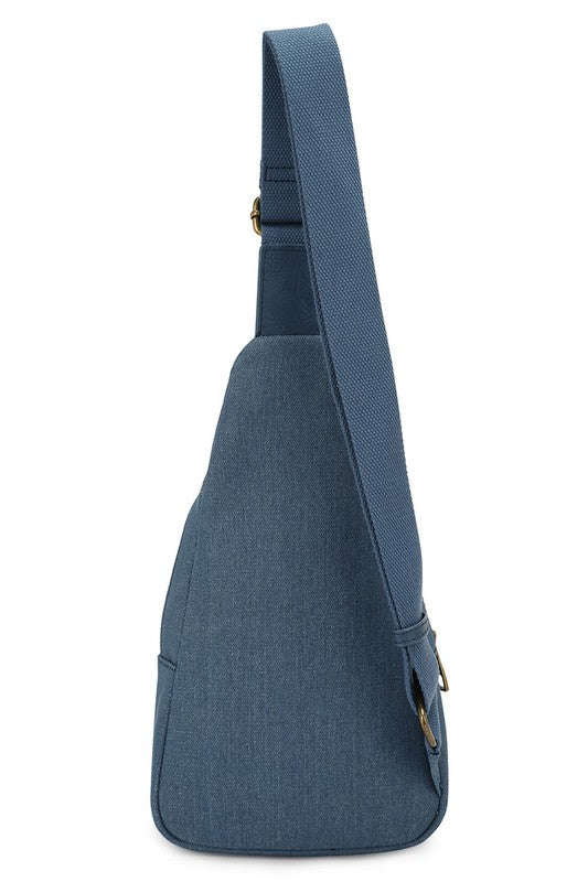 Chevron Quilted Denim Sling Bag - Tigbul's Variety Fashion Shop