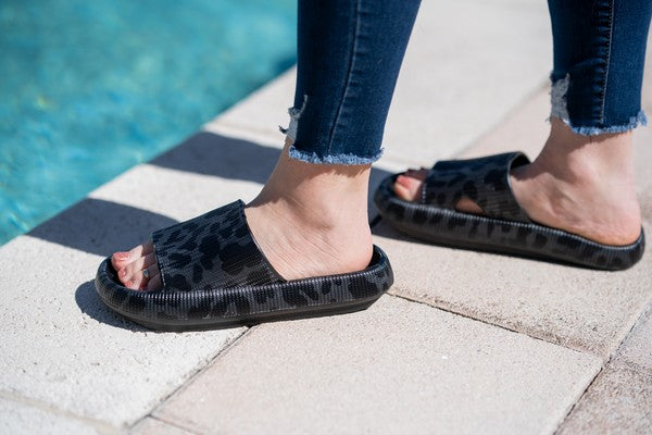 Black Leopard insanely Comfy Slides - Tigbul's Variety Fashion Shop
