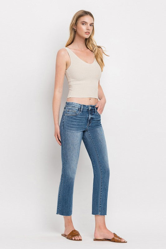 Mid Rise Crop Slim Straight Jeans - Tigbul's Variety Fashion Shop