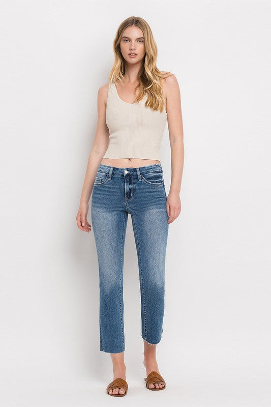 Mid Rise Crop Slim Straight Jeans - Tigbul's Variety Fashion Shop