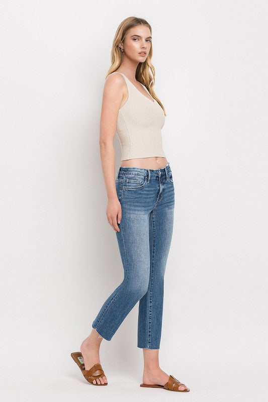 Mid Rise Crop Slim Straight Jeans - Tigbul's Variety Fashion Shop