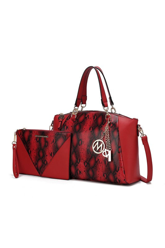 MKF Addison Snake Embossed Tote Bag and Wallet Mia - Tigbul's Variety Fashion Shop