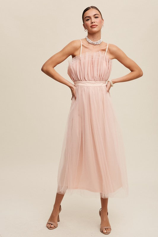 Paper Bag Frill Tulle Maxi Dress - Tigbul's Variety Fashion Shop