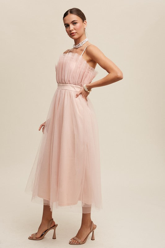 Paper Bag Frill Tulle Maxi Dress - Tigbul's Variety Fashion Shop