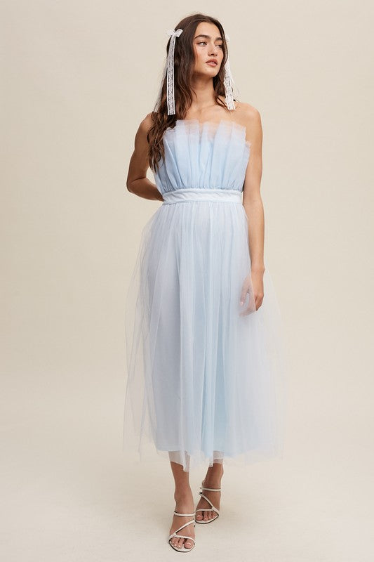 Paper Bag Frill Tulle Maxi Dress - Tigbul's Variety Fashion Shop
