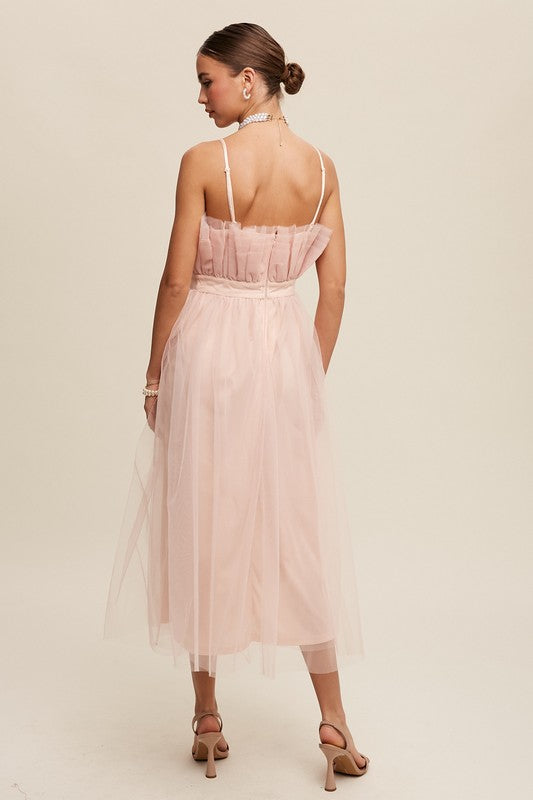 Paper Bag Frill Tulle Maxi Dress - Tigbul's Variety Fashion Shop