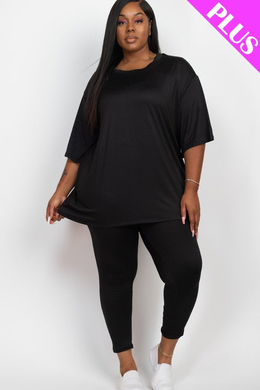 Plus Size Oversize Shirt & Leggings Set - Tigbul's Variety Fashion Shop