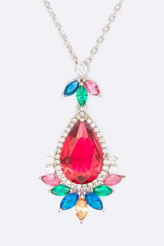 Cubic Zirconia Iconic Pendant Necklace Set - Tigbul's Variety Fashion Shop