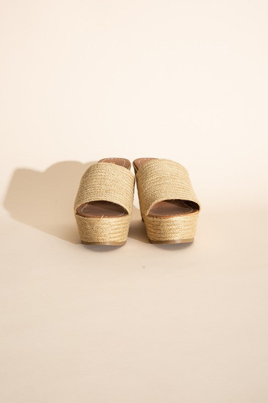 Tan Wedge High Platform Sandals - Tigbul's Variety Fashion Shop