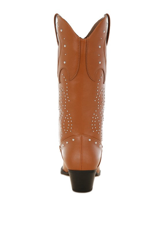Dockery Studs Embellished Cowboy Boots - Tigbul's Variety Fashion Shop