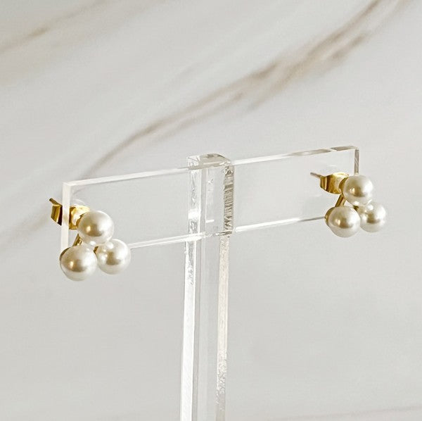 Pearl Trio Stud Earrings - Tigbul's Variety Fashion Shop