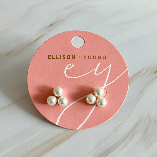 Pearl Trio Stud Earrings - Tigbul's Variety Fashion Shop