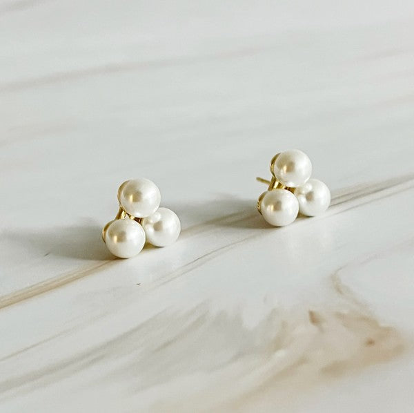Pearl Trio Stud Earrings - Tigbul's Variety Fashion Shop