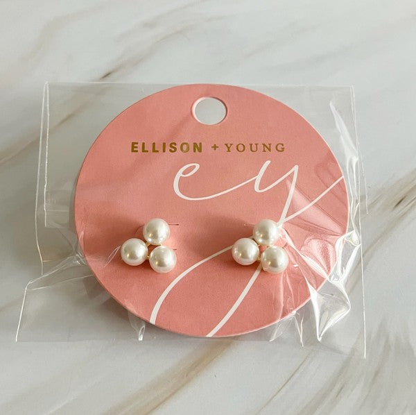 Pearl Trio Stud Earrings - Tigbul's Variety Fashion Shop