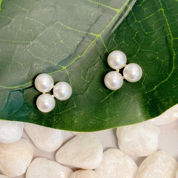 Pearl Trio Stud Earrings - Tigbul's Variety Fashion Shop