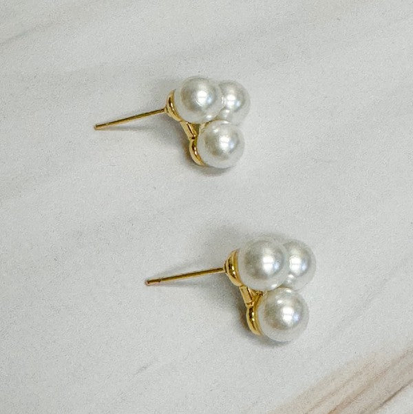 Pearl Trio Stud Earrings - Tigbul's Variety Fashion Shop