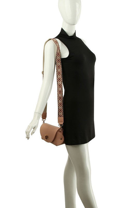 Bamboo Twist Lock Flap Crossbody Bag - Tigbul's Variety Fashion Shop