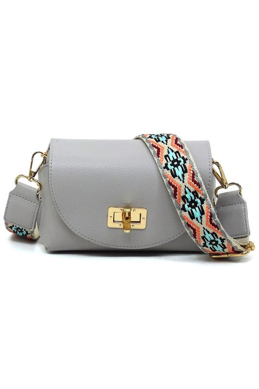 Bamboo Twist Lock Flap Crossbody Bag - Tigbul's Variety Fashion Shop